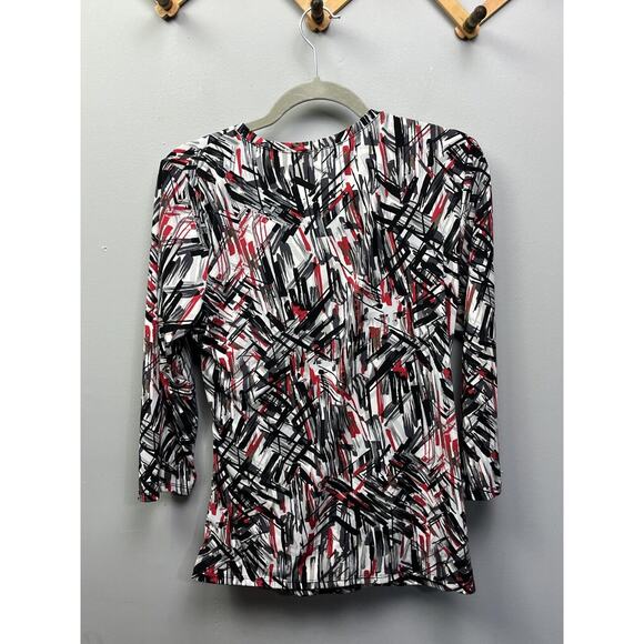 Adrienne Vittadini Large‎ Black/Red Wrap Long sleeve Stretch Shirt Large - Picture 7 of 7